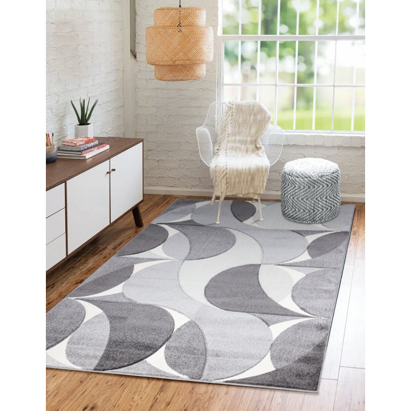 Contemporary Machine Made Gray Silver Olefin Rug 8'10 x 11'10 main image 1